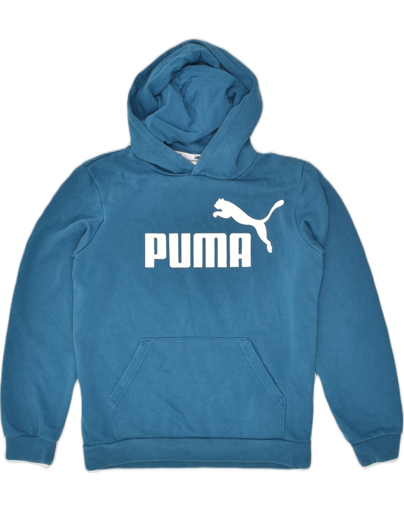 PUMA Boys Graphic Hoodie Jumper 11-12 Years Blue Cotton | Vintage Puma | Thrift | Second-Hand Puma | Used Clothing | Messina Hembry 