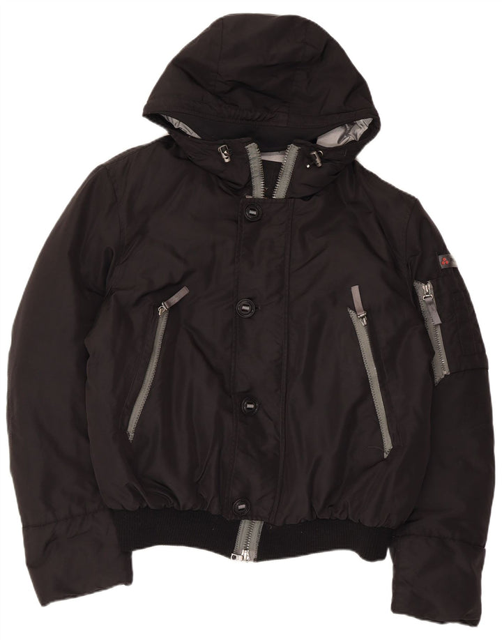 PEUTEREY Mens Hooded Padded Bomber Jacket UK 40 Large Black Polyamide