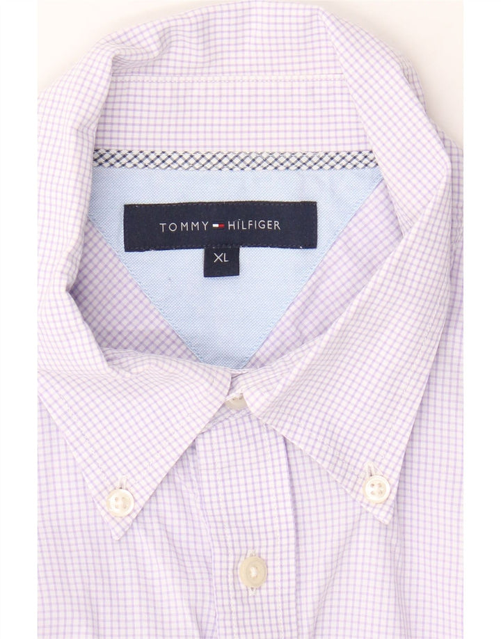 TOMMY HILFIGER Mens Shirt XL Purple Check Cotton Vintage Tommy Hilfiger and Second-Hand Tommy Hilfiger from Messina Hembry 