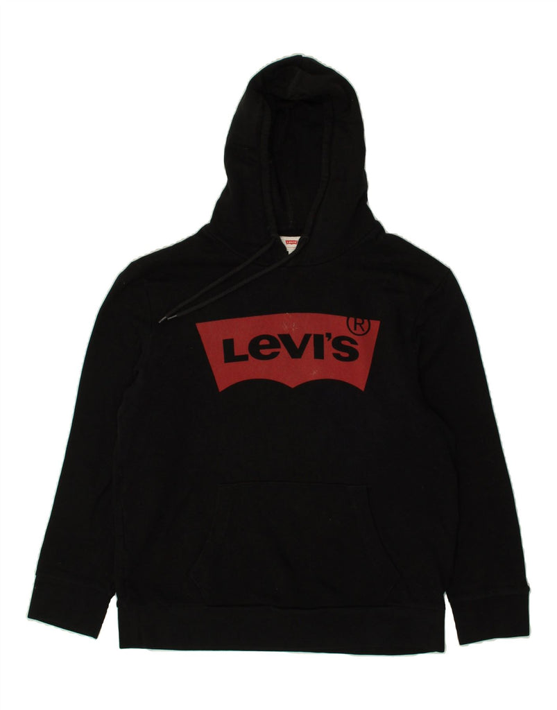 LEVI'S Mens Graphic Hoodie Jumper Large Black Cotton Vintage Levi's and Second-Hand Levi's from Messina Hembry 