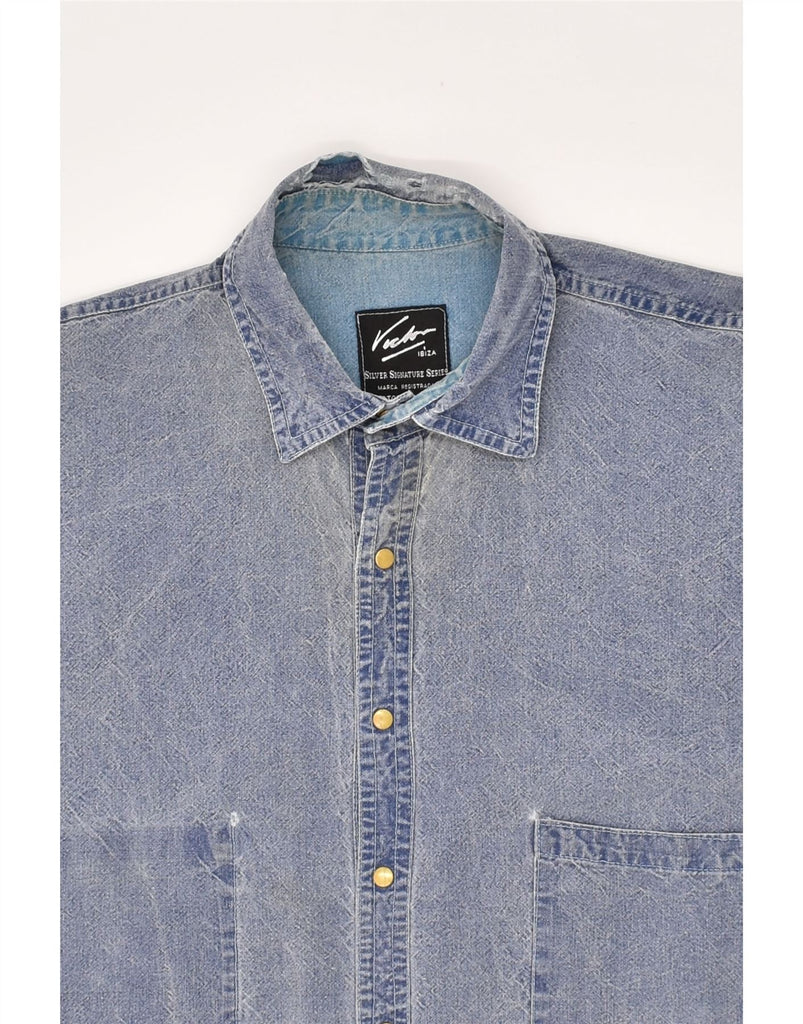 VINTAGE Mens Reversible Denim Shirt Large Blue | Vintage Vintage | Thrift | Second-Hand Vintage | Used Clothing | Messina Hembry 