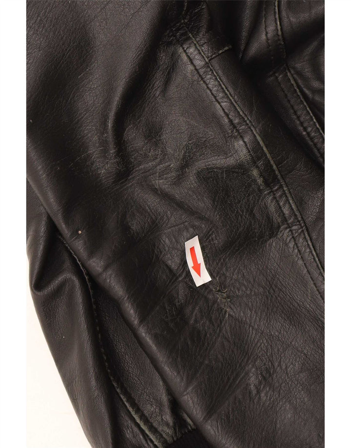 Kikc Mens Leather Jacket UK 38 Medium Black