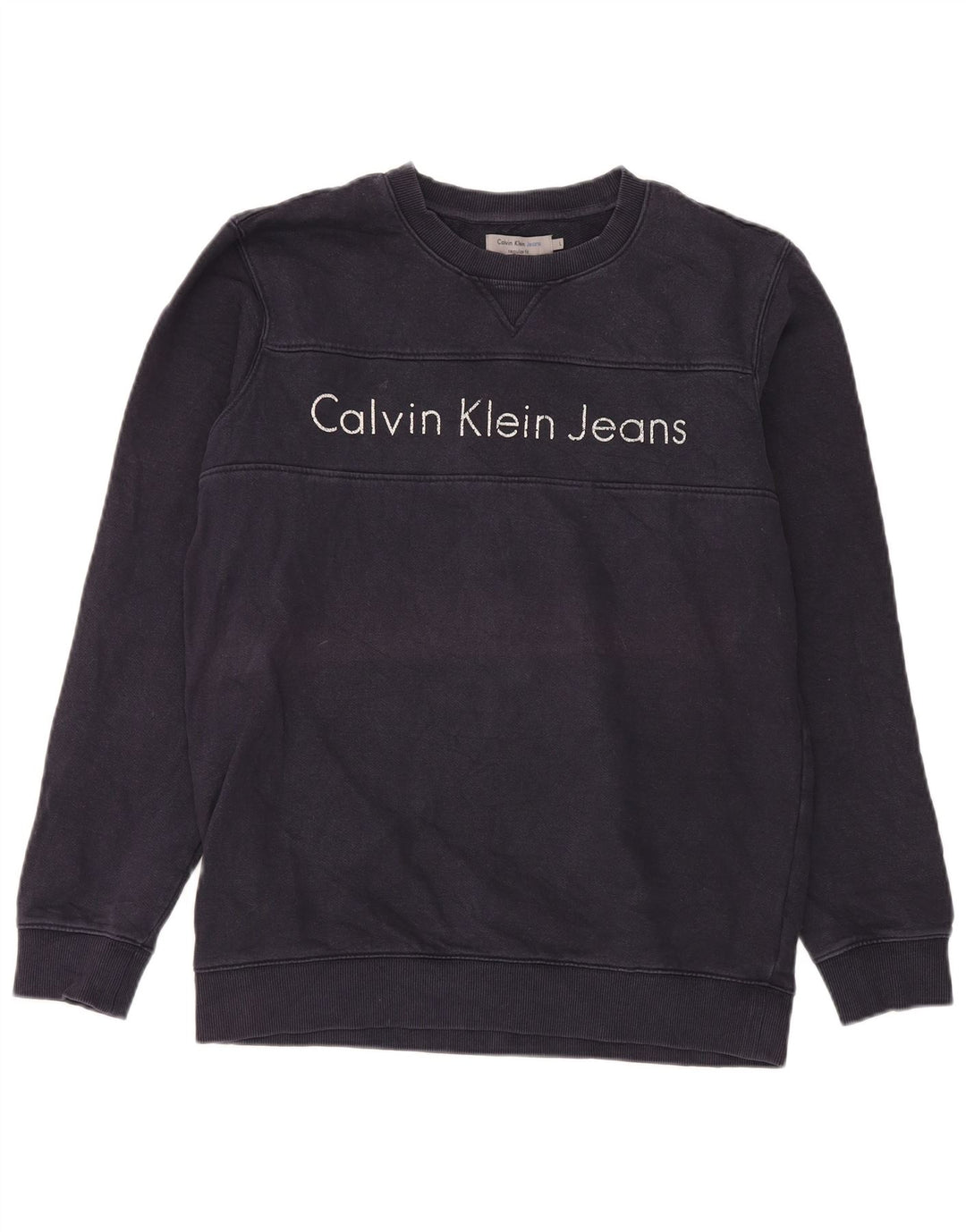 Calvin Klein Jeans Mens Graphic Sweatshirt Jumper Large Navy Blue