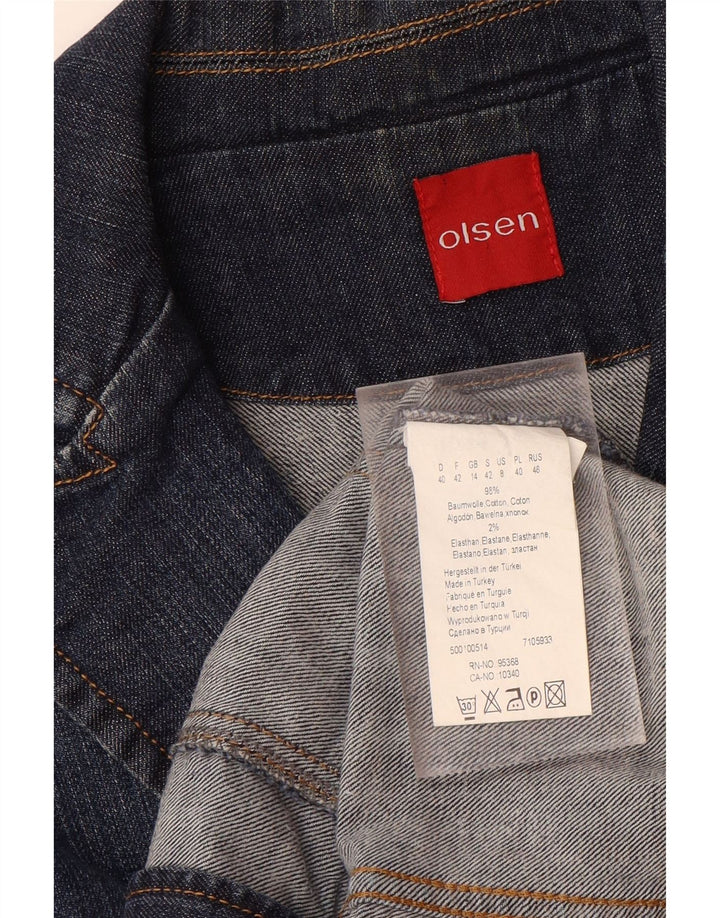 OLSEN Womens 2 Button Denim Blazer Jacket UK 14 Medium Blue Cotton