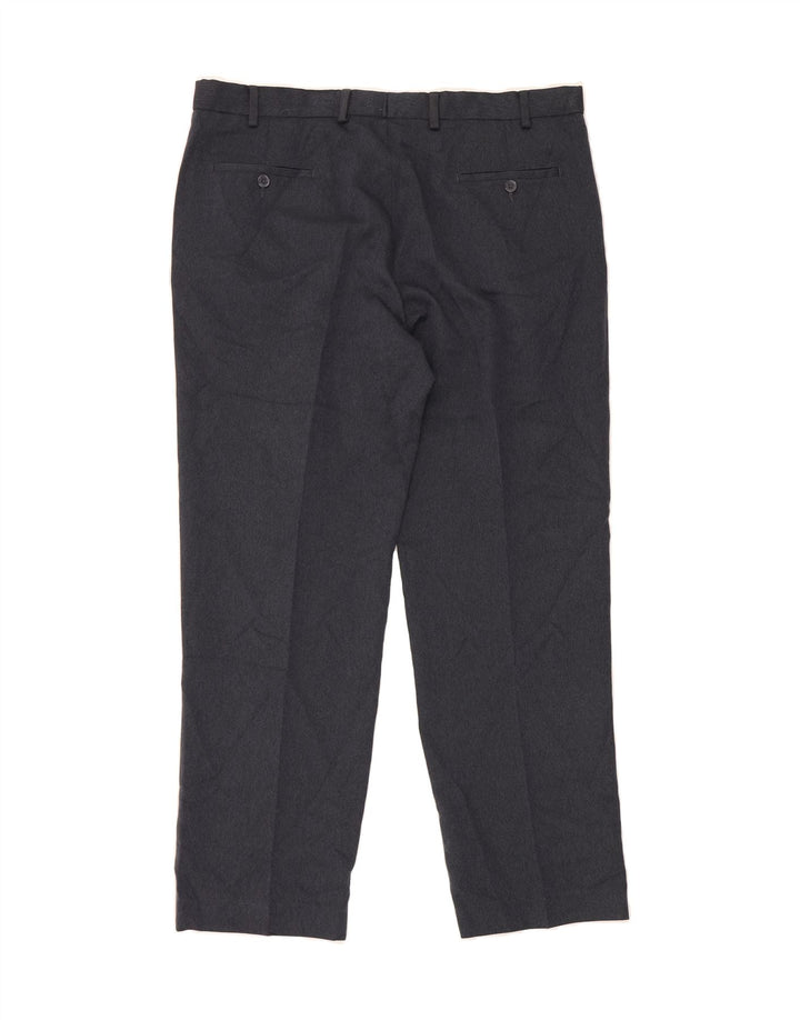 MARKS & SPENCER Mens Straight Suit Trousers W38 L31 Navy Blue Polyester Vintage Marks & Spencer and Second-Hand Marks & Spencer from Messina Hembry 