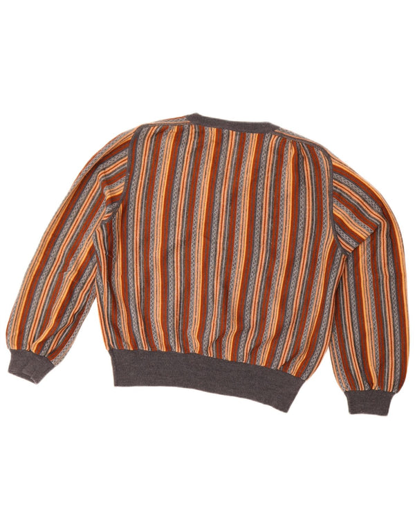 Vintage Womens V-Neck Jumper Sweater UK 18 XL Multicoloured Striped