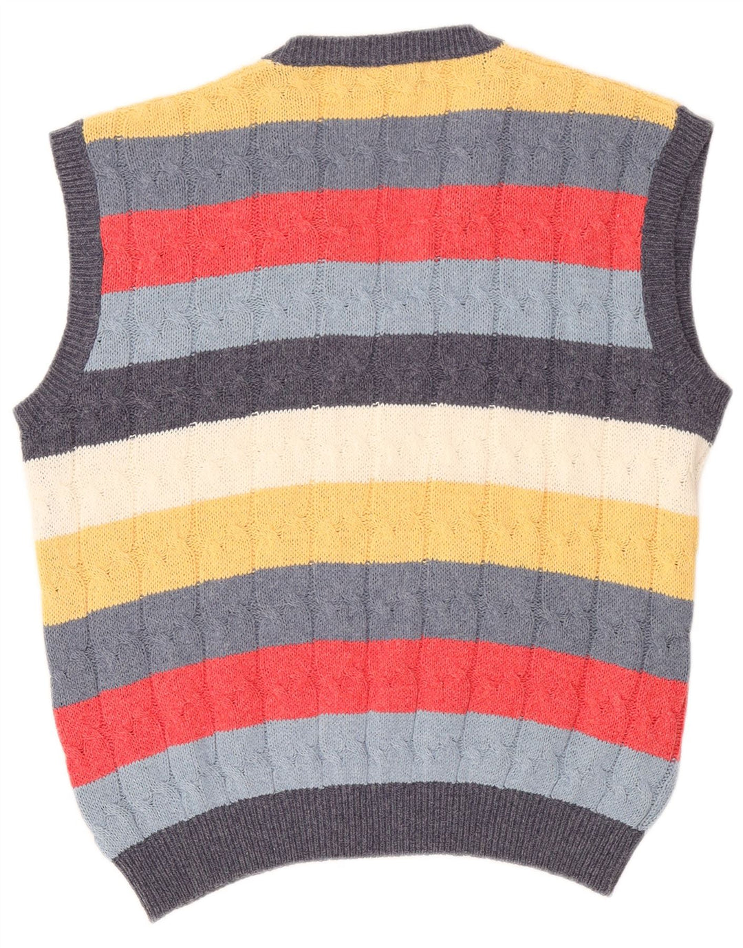 Vintage Mens Vest Tank Top Large Multicoloured Striped Cotton