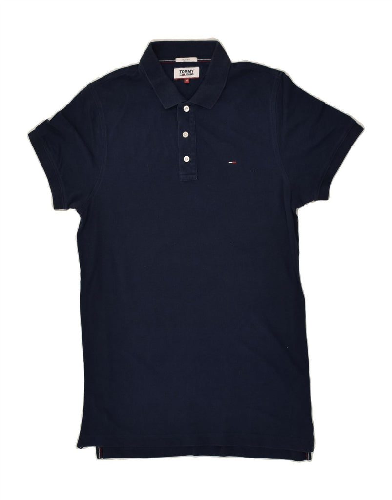 TOMMY HILFIGER Mens Slim Fit Polo Shirt Medium Navy Blue Cotton | Vintage Tommy Hilfiger | Thrift | Second-Hand Tommy Hilfiger | Used Clothing | Messina Hembry 