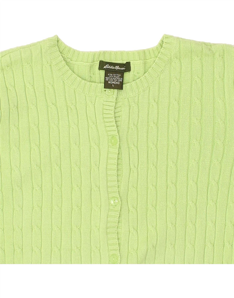 EDDIE BAUER Womens Cardigan Sweater UK 16 Large Green Cotton | Vintage Eddie Bauer | Thrift | Second-Hand Eddie Bauer | Used Clothing | Messina Hembry 