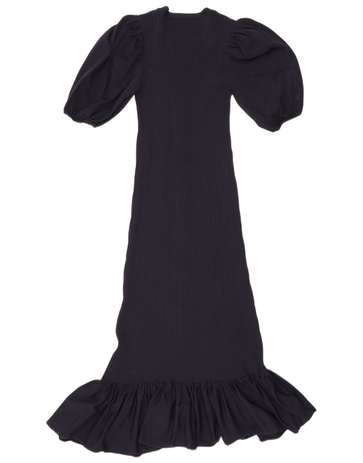 Zara Womens Maxi Dress UK 12 Medium Navy Blue Polyamide