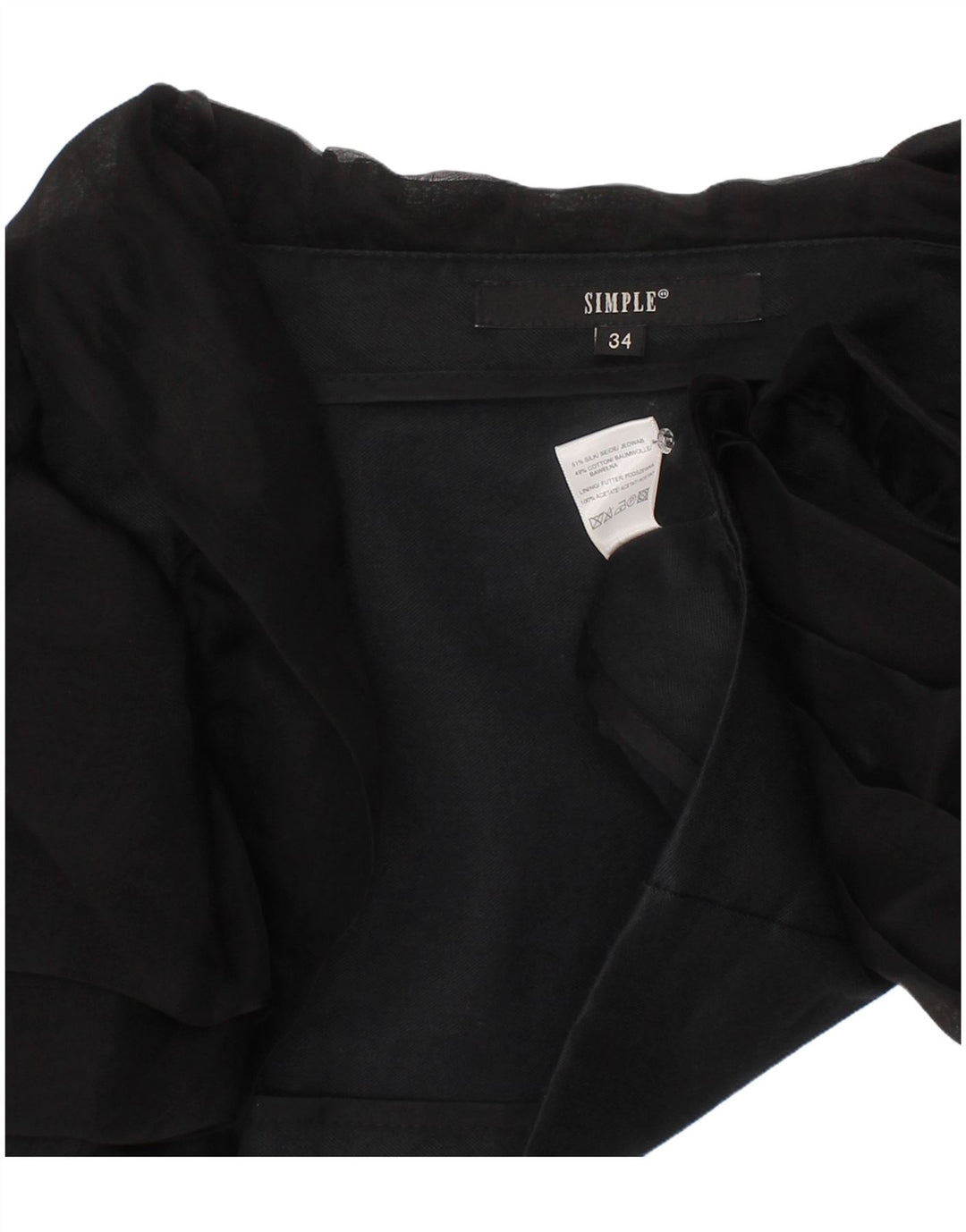 Vintage Womens Bolero Top IT 34 2XS Black Silk