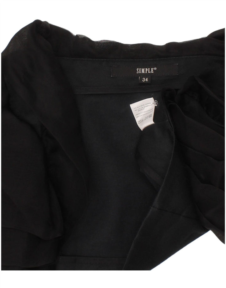 Vintage Womens Bolero Top IT 34 2XS Black Silk