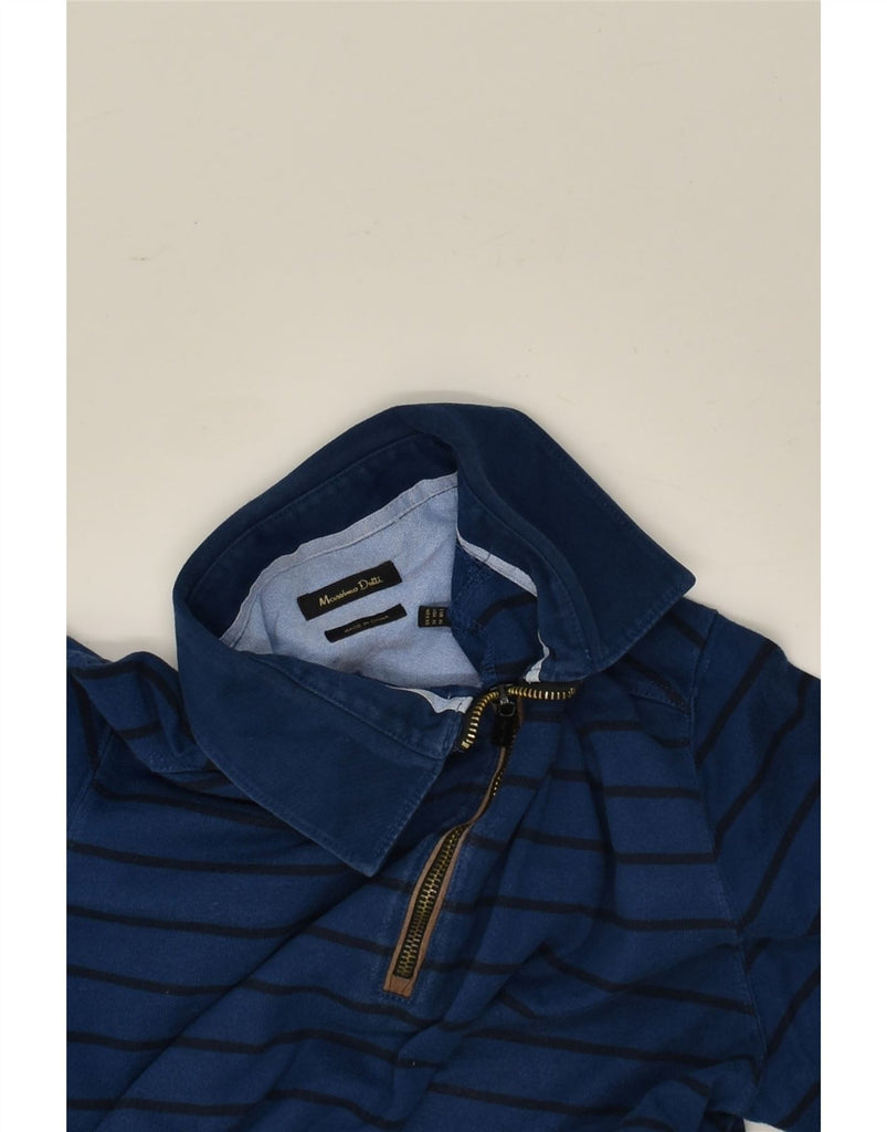 MASSIMO DUTTI Womens Polo Shirt UK 18 XL Blue Striped Cotton | Vintage Massimo Dutti | Thrift | Second-Hand Massimo Dutti | Used Clothing | Messina Hembry 