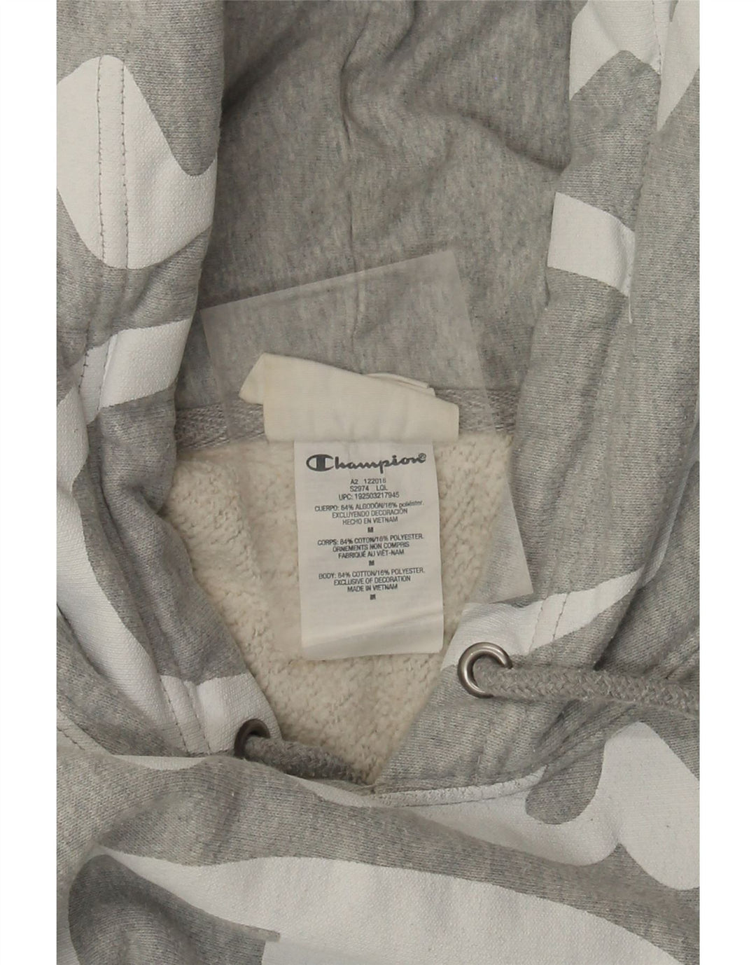 Champion Mens Graphic Hoodie Jumper Medium Grey Cotton