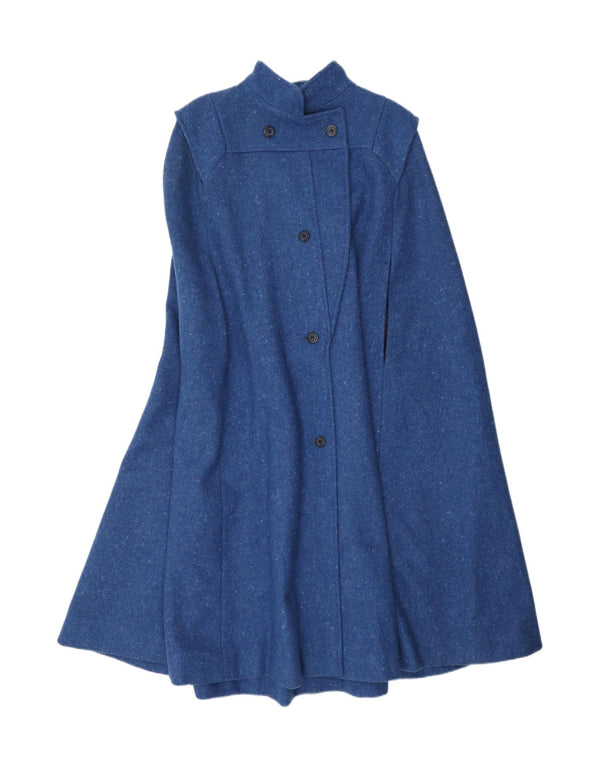 Jimmy Hourihan Womens Cape Coat UK 14 Medium Blue Flecked New Wool