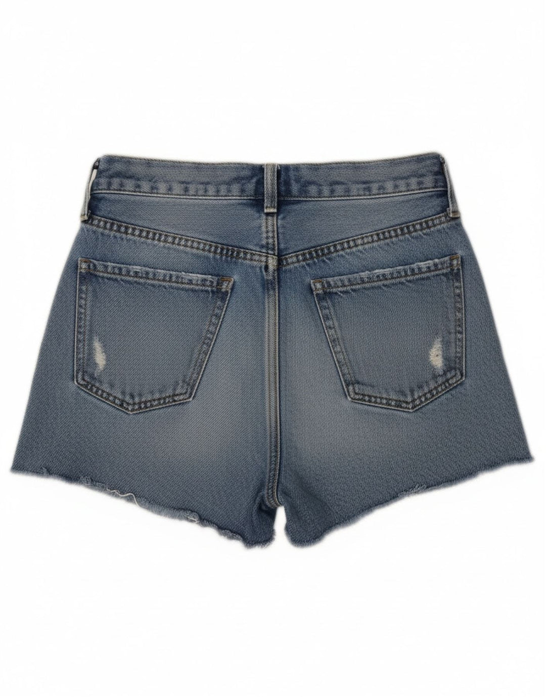 Zara Womens Distressed Denim Shorts EU 34 2XS W24 Blue