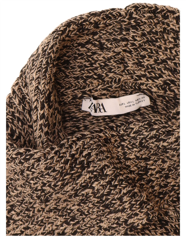 ZARA Womens Turtle Neck Jumper Sweater UK 16 Large Beige Flecked Acrylic