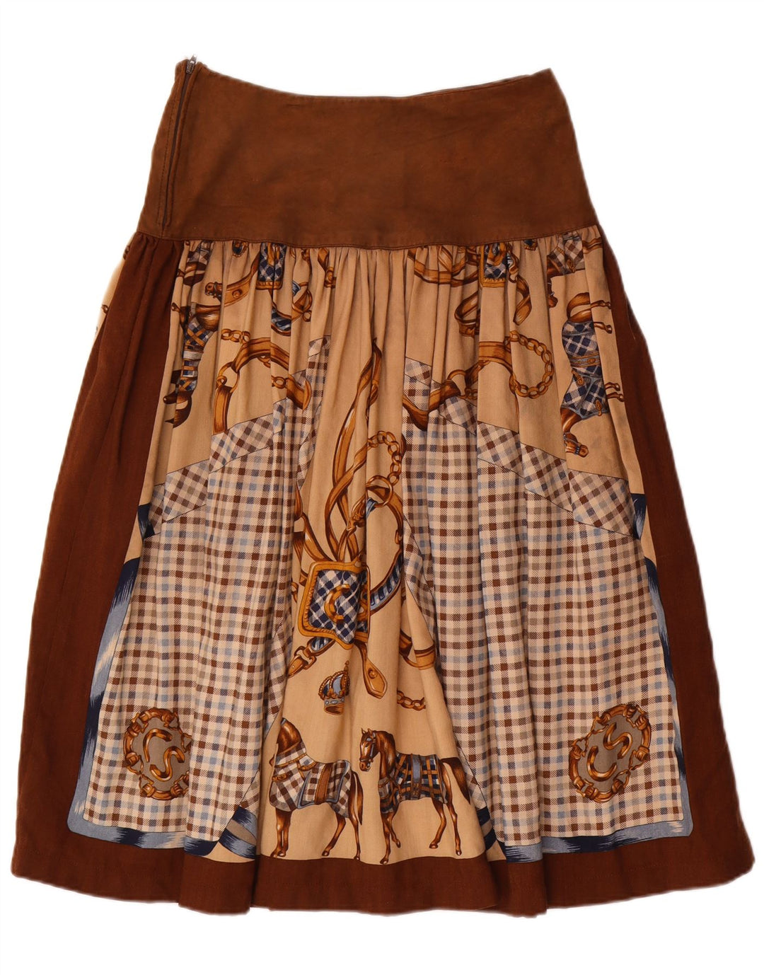 Cristina Santandrea Womens Abstract Pattern Flared Skirt Medium W28 Brown