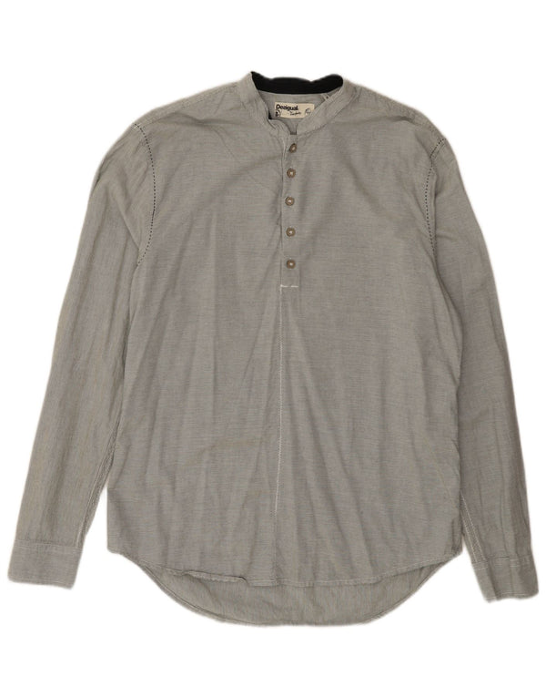 Desigual Mens Regular Fit Pullover Shirt XL Grey Pinstripe Cotton