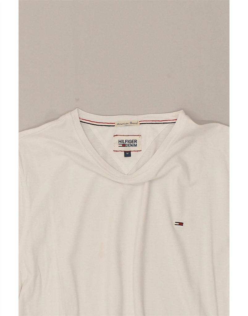 TOMMY HILFIGER Mens T-Shirt Top Medium White Cotton Vintage Tommy Hilfiger and Second-Hand Tommy Hilfiger from Messina Hembry 