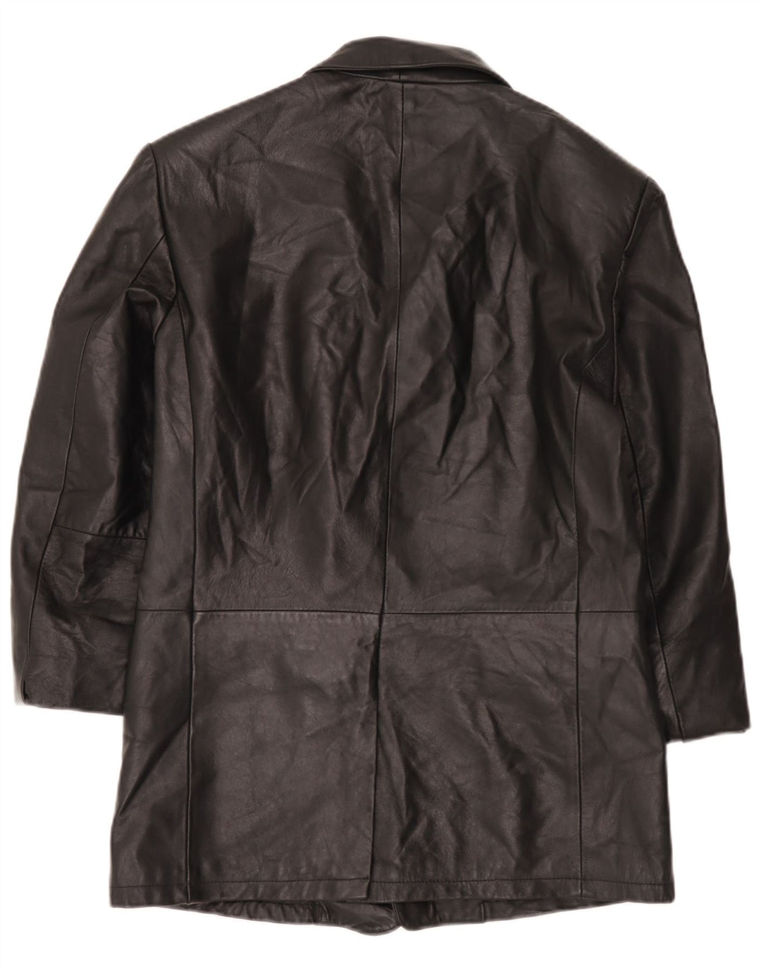 Vintage Mens 3 Button Leather Blazer Jacket IT 52 XL Black Leather