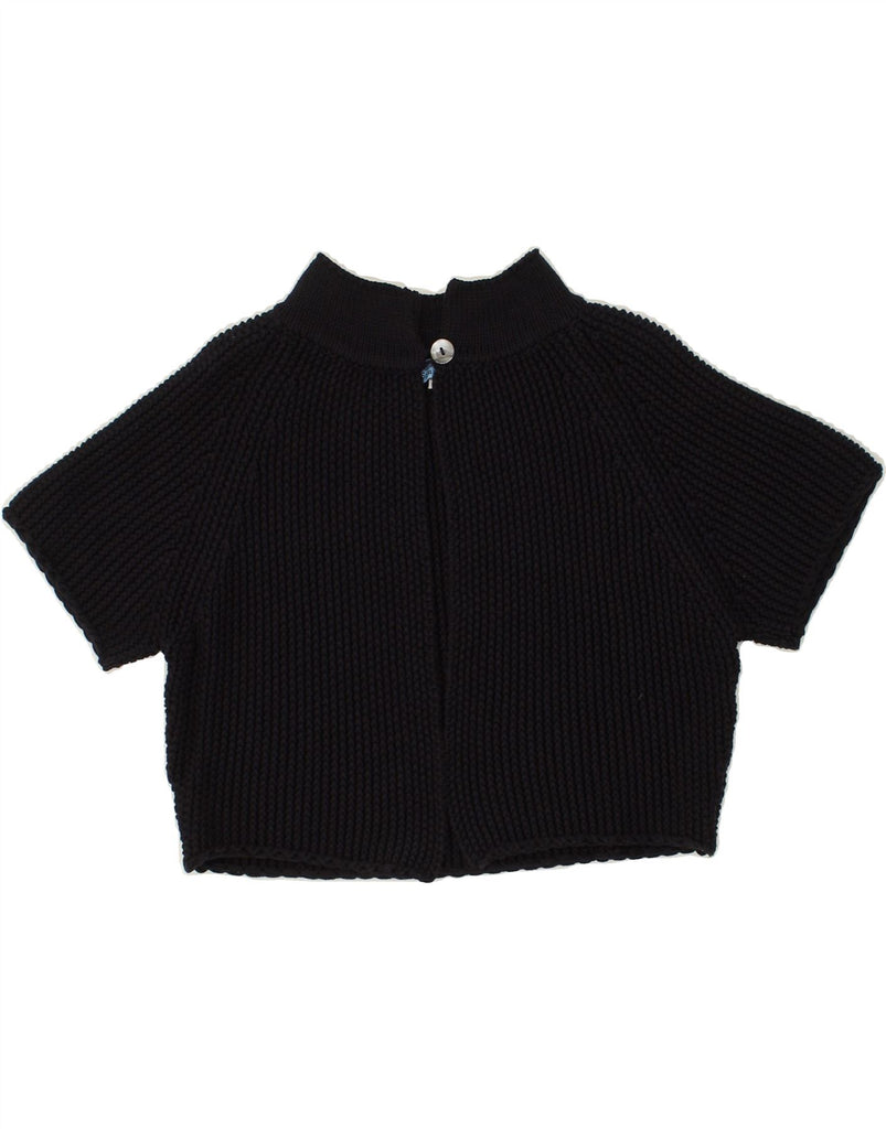 ANDRE MAURICE Womens Crop Short Sleeve Cardigan Sweater UK 12 Medium Black | Vintage Andre Maurice | Thrift | Second-Hand Andre Maurice | Used Clothing | Messina Hembry 