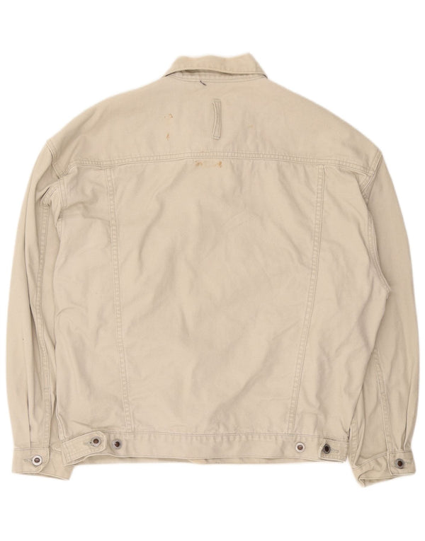 EDDIE BAUER Mens Bomber Jacket UK 38 Medium Beige Cotton