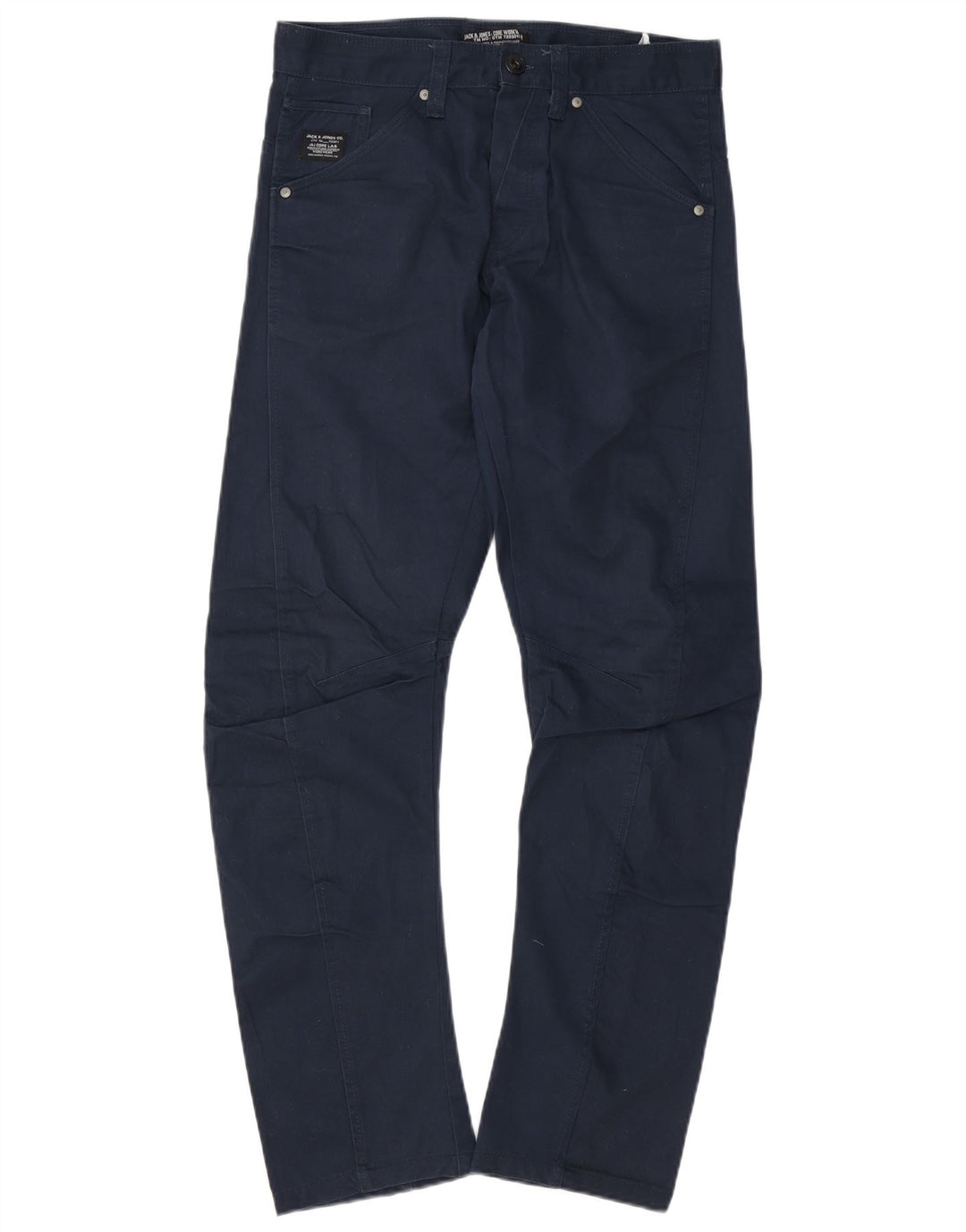 Jack & Jones Mens Banana Trousers W31 L32 Navy Blue Cotton