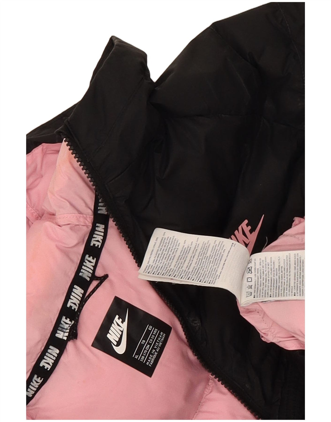 Nike Girls Hooded Padded Jacket 13-14 Years XL Black Polyester