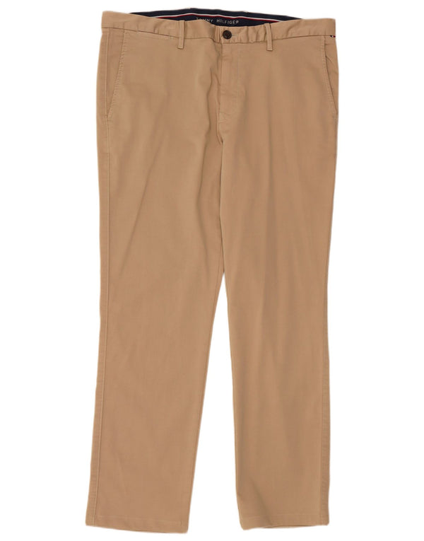 TOMMY HILFIGER Mens Straight Chino Trousers W36 L32 Beige Cotton
