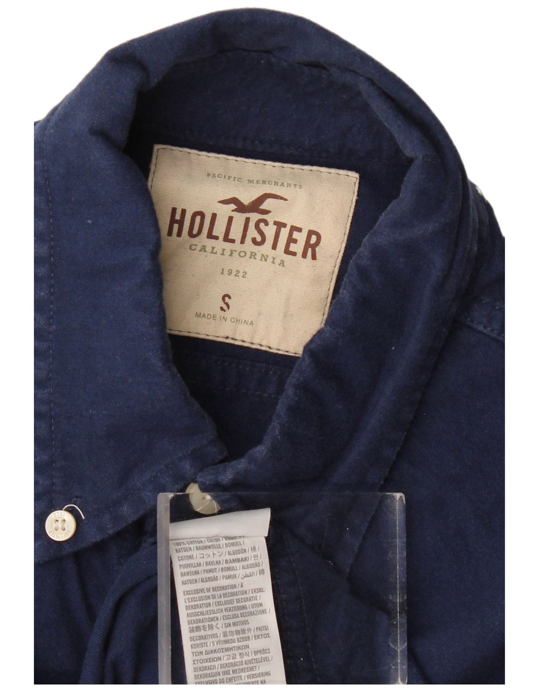 HOLLISTER Mens Shirt Small Navy Blue Cotton