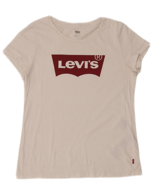 Levi's Womens Graphic T-Shirt Top UK 14 Medium White Cotton