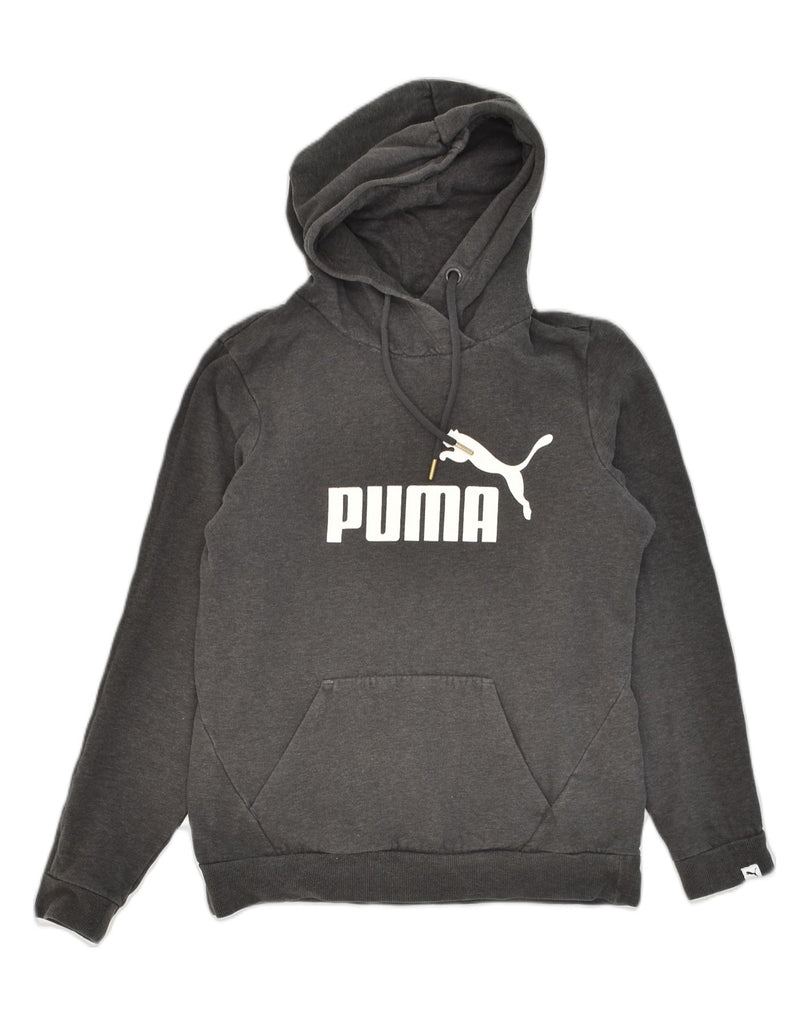 PUMA Womens Graphic Hoodie Jumper UK 10 Small Grey Cotton | Vintage Puma | Thrift | Second-Hand Puma | Used Clothing | Messina Hembry 