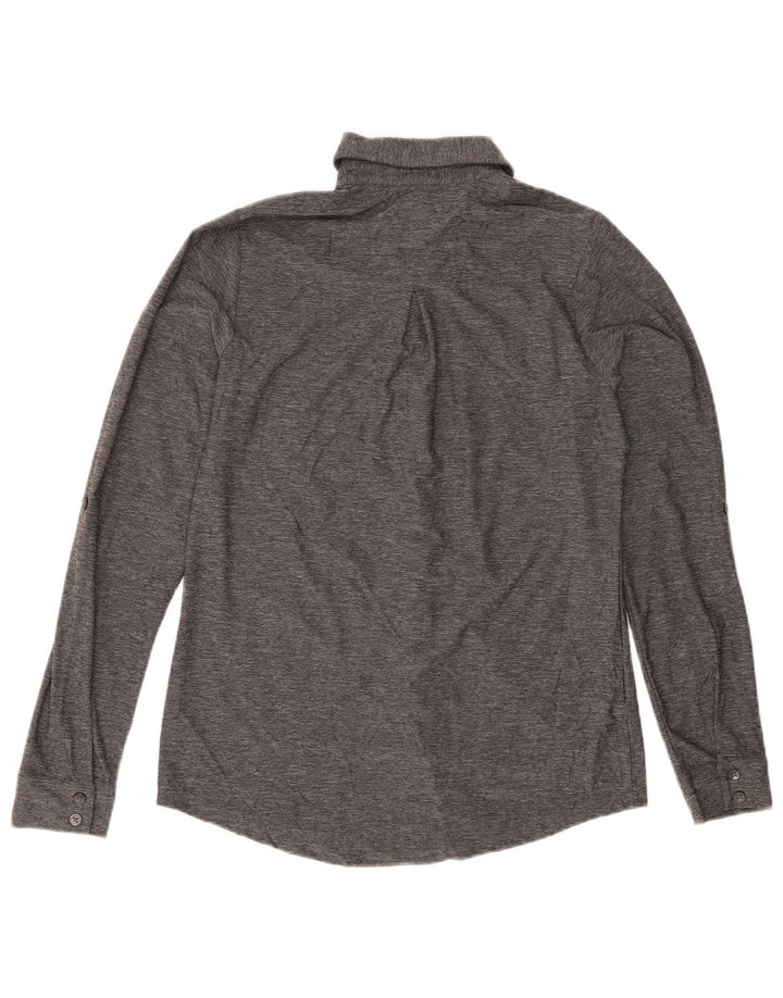 EDDIE BAUER Womens Shirt UK 6 XS Grey Flecked Polyester