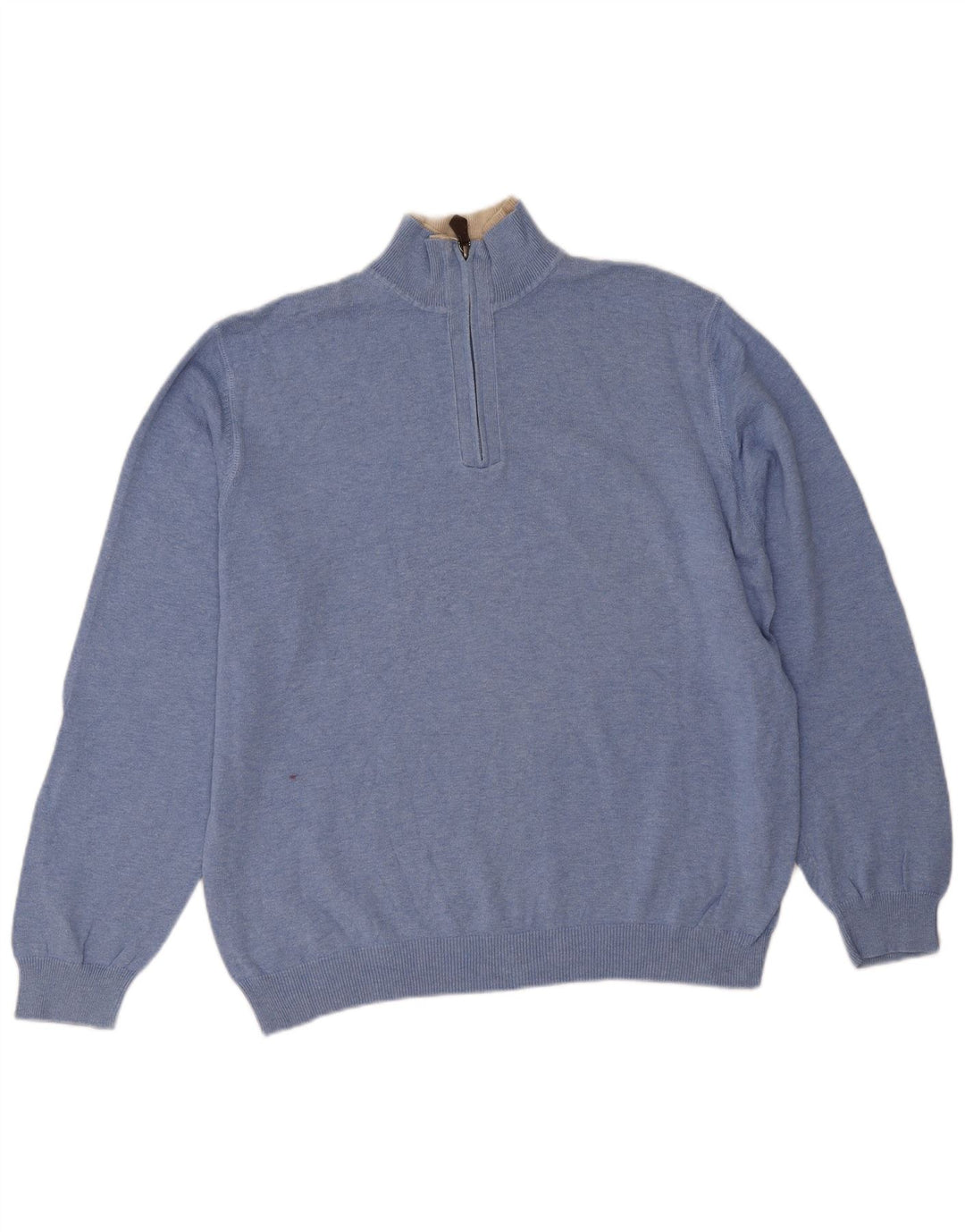 Massimo Dutti Mens Zip Neck Jumper Sweater XL Blue Cotton