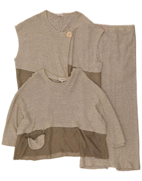 Naomi Womens 3 Piece Skirt Set EU 40 Medium W30 Grey Colourblock Viscose