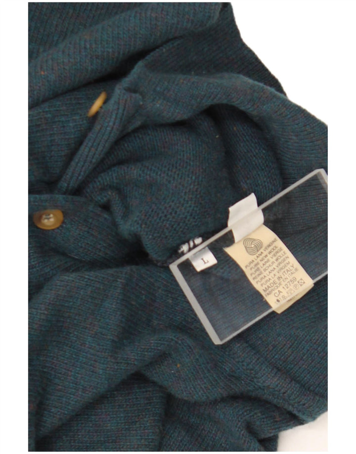 Stefanel Mens Polo Neck Jumper Sweater Large Green Wool