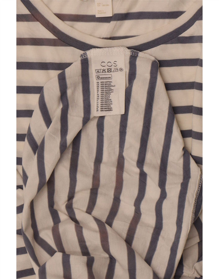 COS Mens T-Shirt Top Large White Striped Cotton