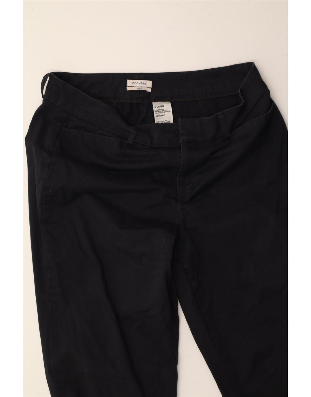 DOCKERS Womens Long Casual Trousers US 8 Medium W32 L34 Navy Blue Vintage Dockers and Second-Hand Dockers from Messina Hembry 
