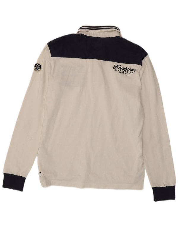North Sails Mens Graphic Long Sleeve Polo Shirt Medium White Colourblock