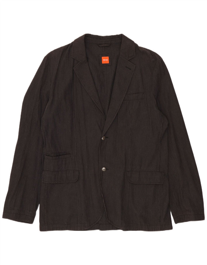 HUGO BOSS Mens 2 Button Blazer Jacket UK 42 XL Grey Pinstripe