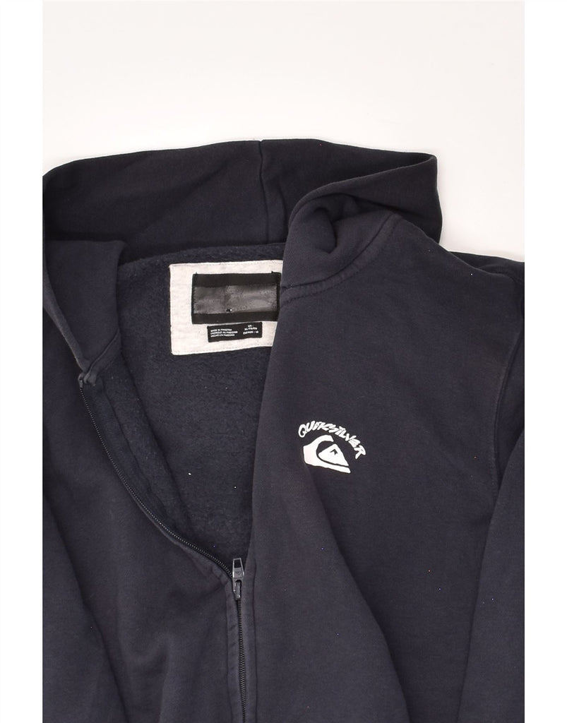 QUIKSILVER Boys Graphic Zip Hoodie Sweater 15-16 Years XL Navy Blue Cotton | Vintage Quiksilver | Thrift | Second-Hand Quiksilver | Used Clothing | Messina Hembry 