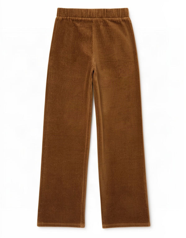 Zara Girls Wide Leg Corduroy Trousers 13-14 Years W27 L27 Brown Cotton