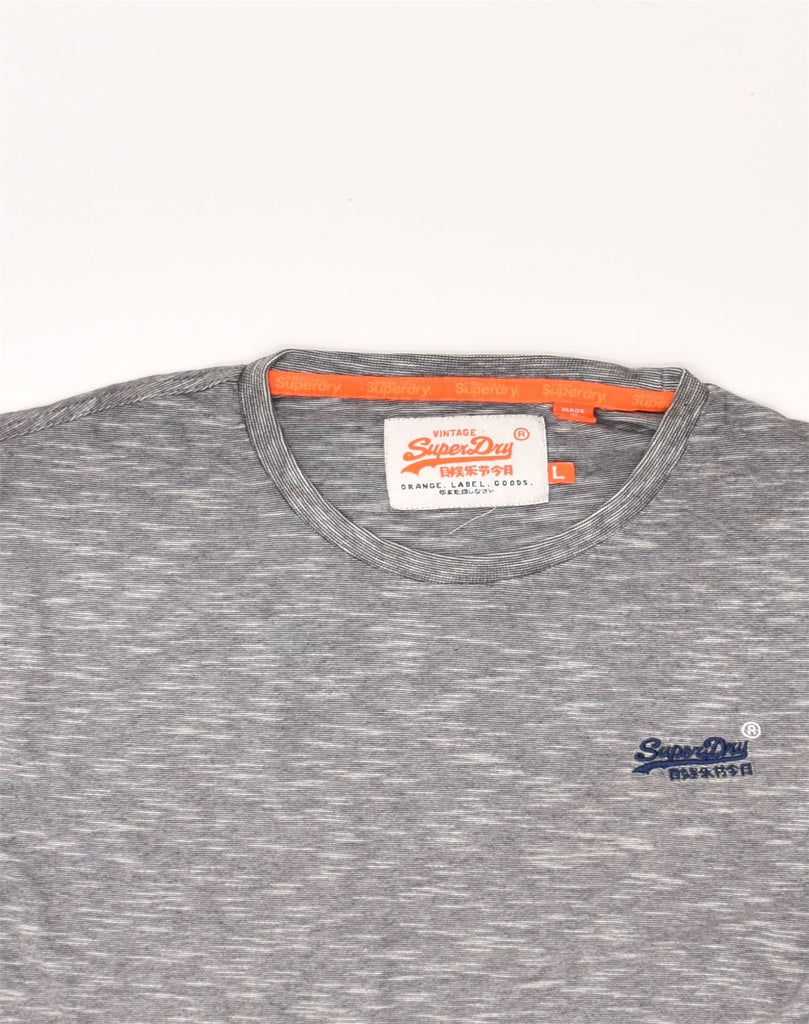 SUPERDRY Mens T-Shirt Top Large Grey Flecked Cotton | Vintage Superdry | Thrift | Second-Hand Superdry | Used Clothing | Messina Hembry 