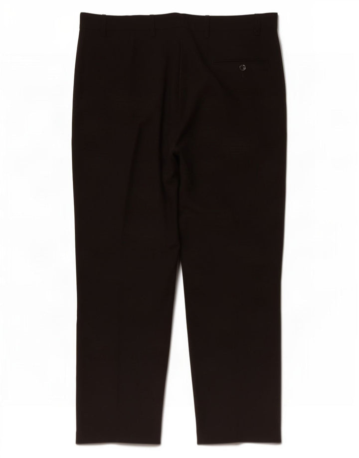 Marks & Spencer Mens Straight Suit Trousers W38 L29 Black Polyester