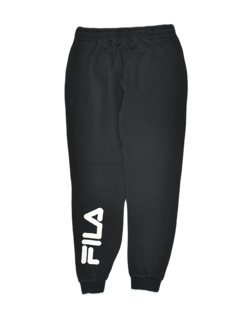 FILA Mens Graphic Tracksuit Trousers Joggers Small Black Cotton | Vintage Fila | Thrift | Second-Hand Fila | Used Clothing | Messina Hembry 