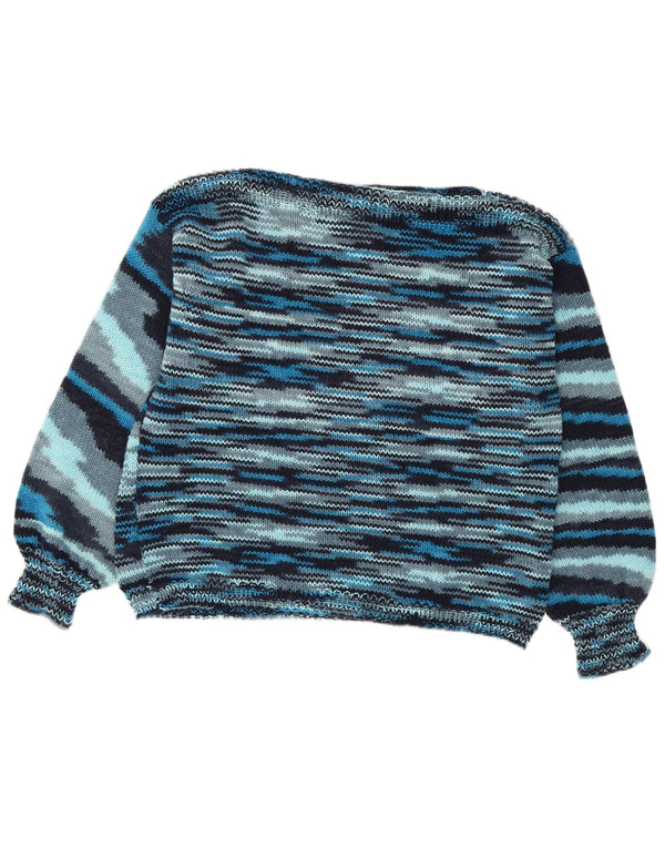 Vintage Womens Boat Neck Jumper Sweater UK 16 Large Blue Striped