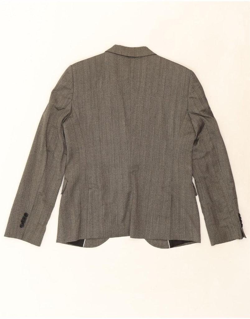 MASSIMO DUTTI Womens 1 Button Blazer Jacket EU 44 XL Grey Pinstripe Wool Vintage Massimo Dutti and Second-Hand Massimo Dutti from Messina Hembry 