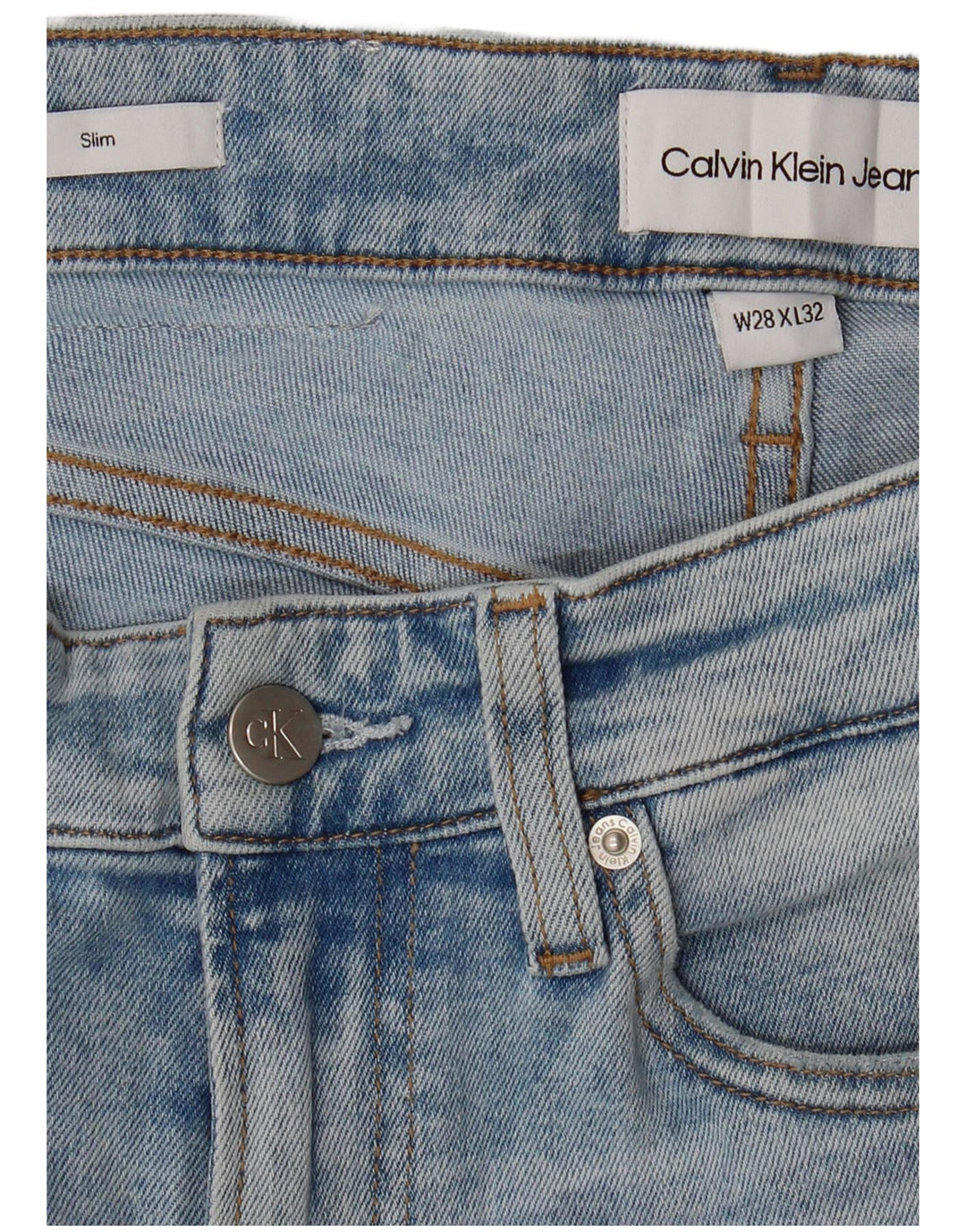 CALVIN KLEIN Mens Slim Jeans W28 L32 Blue Cotton