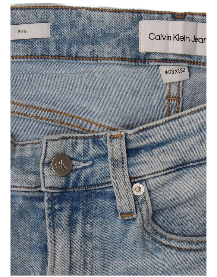 CALVIN KLEIN Mens Slim Jeans W28 L32 Blue Cotton